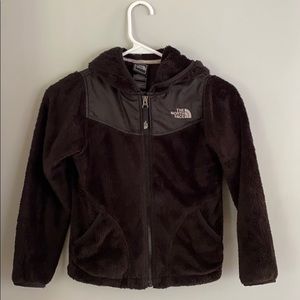 North Face girls fleece with hood, size 7/8 black